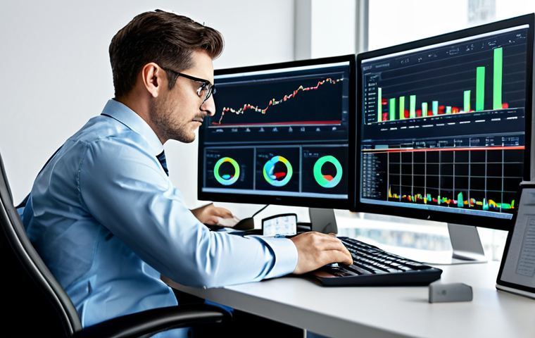"A professional actuary in a modern office, studying financial charts and data analytics on a computer screen, fully clothed, appropriate attire, safe for work, perfect anatomy, natural proportions, professional setting."