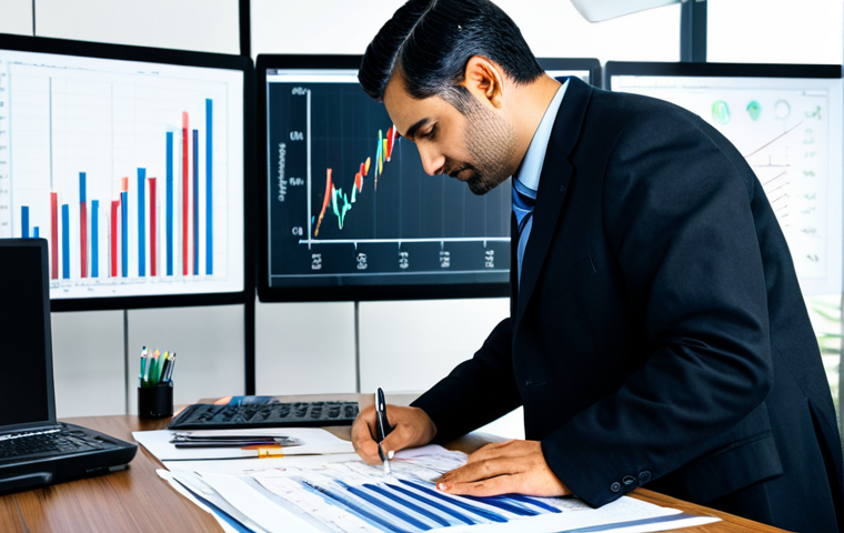 보험계리사와 사망률 테이블 작성 - **Prompt:** "A professional actuary, fully clothed, analyzing mortality tables in a modern office. C...