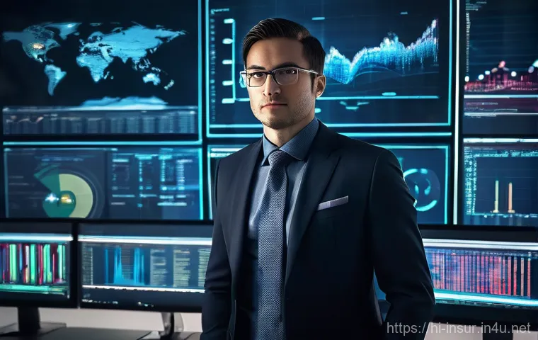 보험계리사와 산업 전망 - **Prompt 1: The Actuarial Alchemist of Data**
    "A male actuary in his late 30s, dressed in smart ...