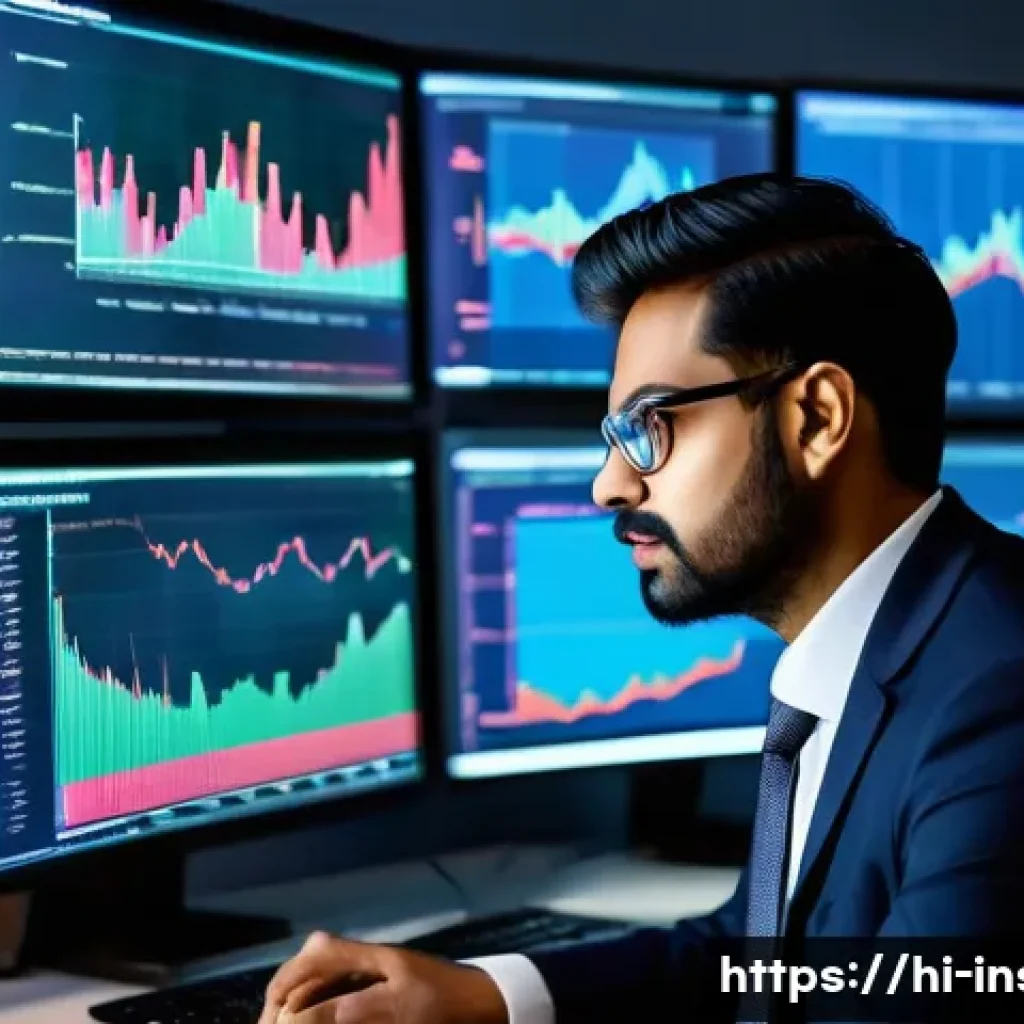 보험계리사와 수익성 분석 - A professional actuary in a modern office setting, analyzing complex risk assessment data on multipl...