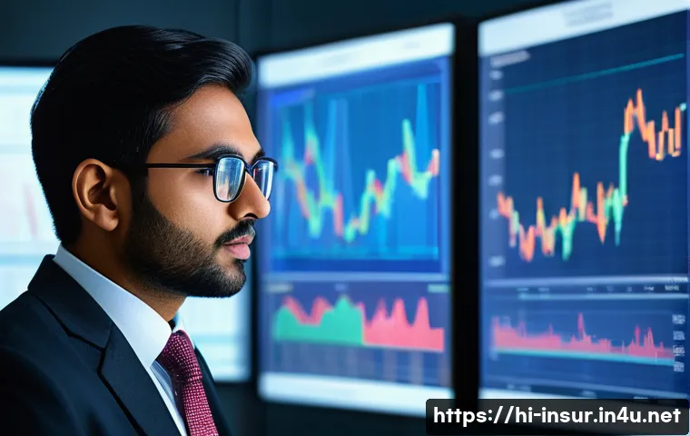 보험계리사와 보험 산업 위기 - A professional insurance actuary in a modern office environment analyzing complex financial data on ...