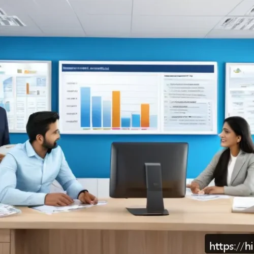 보험계리사와 규제 변화 사례 - A modern insurance office scene featuring a diverse group of Hindi-speaking clients and professional...